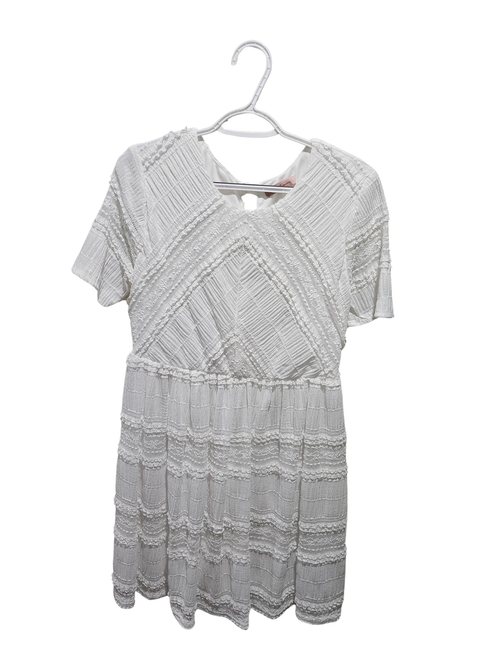 Ces Femme White Textured Lace Mini Dress